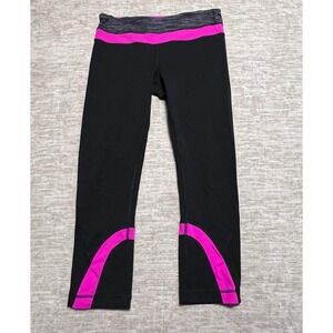 Lululemon Crops Black Pink Trim Capri‎ Leggings Size 6 – Hidden Pocket